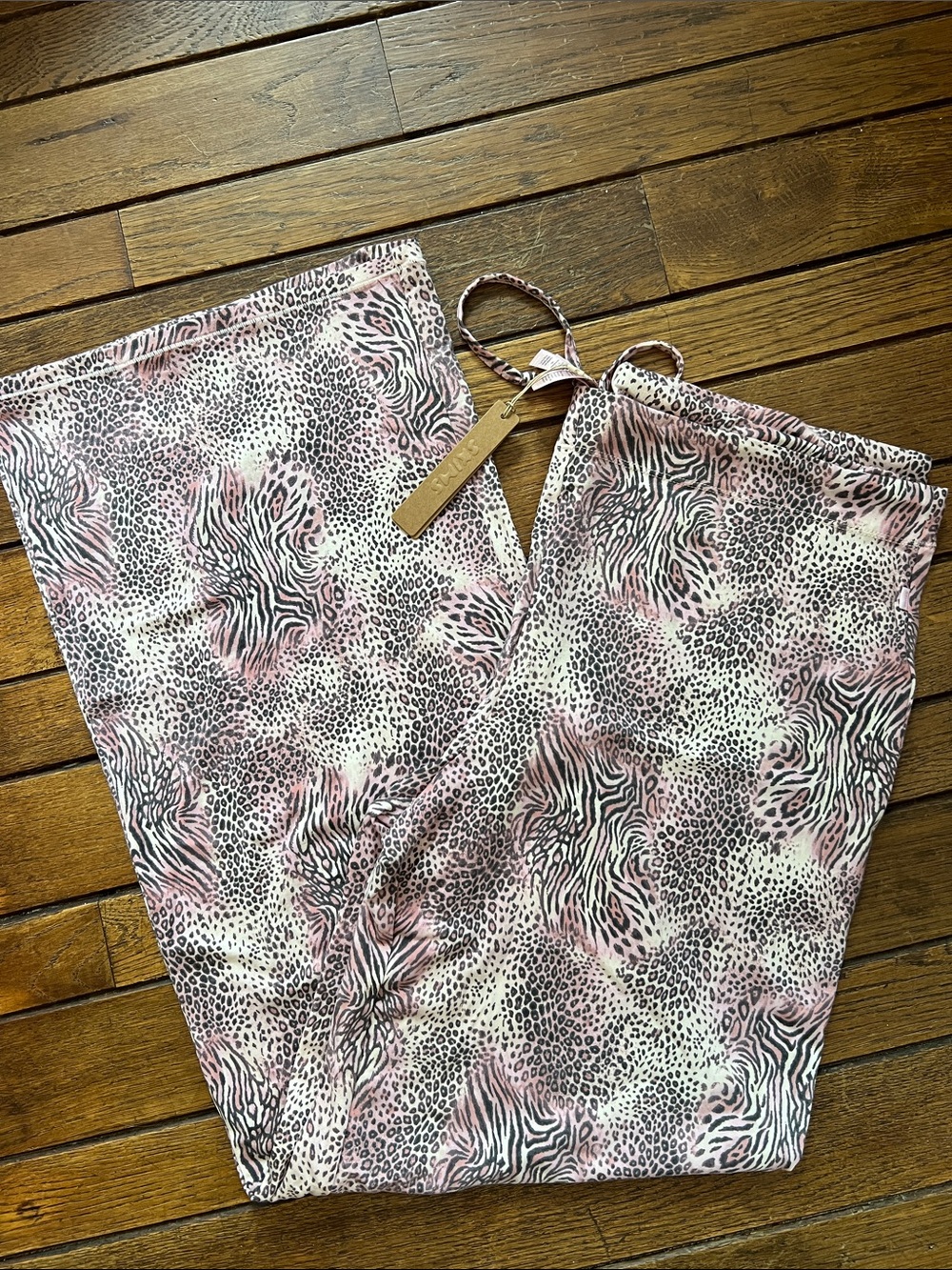 SKIMS Pink Animal Print Bloom Multi Pajama Sleep Pants Size Medium NWT